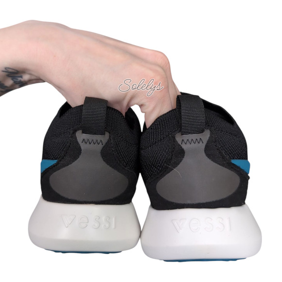 Vessi Everyday Move Slip On Womens 5 Onyx Black White Waterproof DymaTex Sneaker - Picture 7 of 13